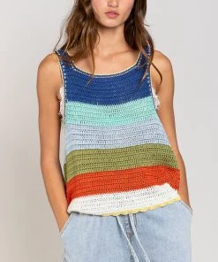 POL RAINBOW SHORT SLEEVE SWEATER