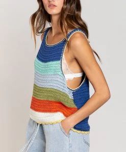POL RAINBOW SHORT SLEEVE SWEATER