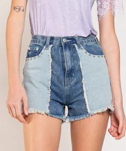 POL PATCHED DENIM SHORTS