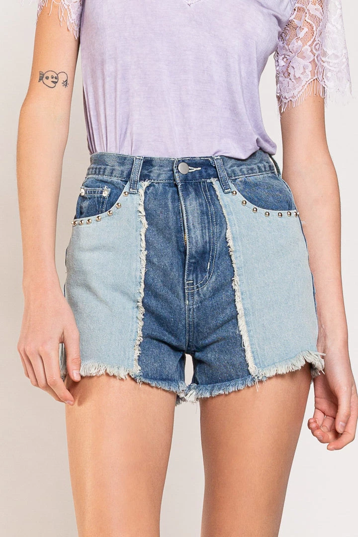 POL PATCHED DENIM SHORTS 1 POL PATCHED DENIM SHORTS