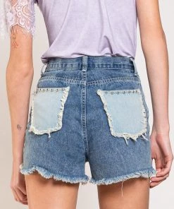 POL PATCHED DENIM SHORTS 5 POL PATCHED DENIM SHORTS