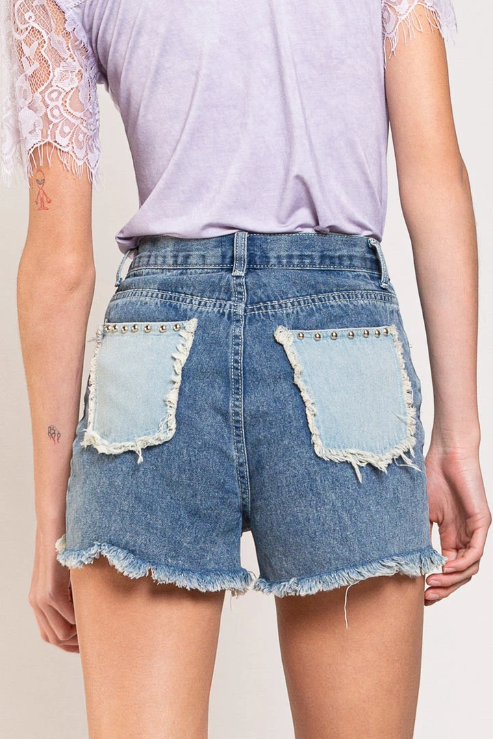 POL PATCHED DENIM SHORTS 3 POL PATCHED DENIM SHORTS