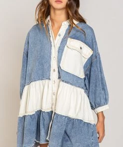 POL DENIM SHIRT DRESS DRESSES