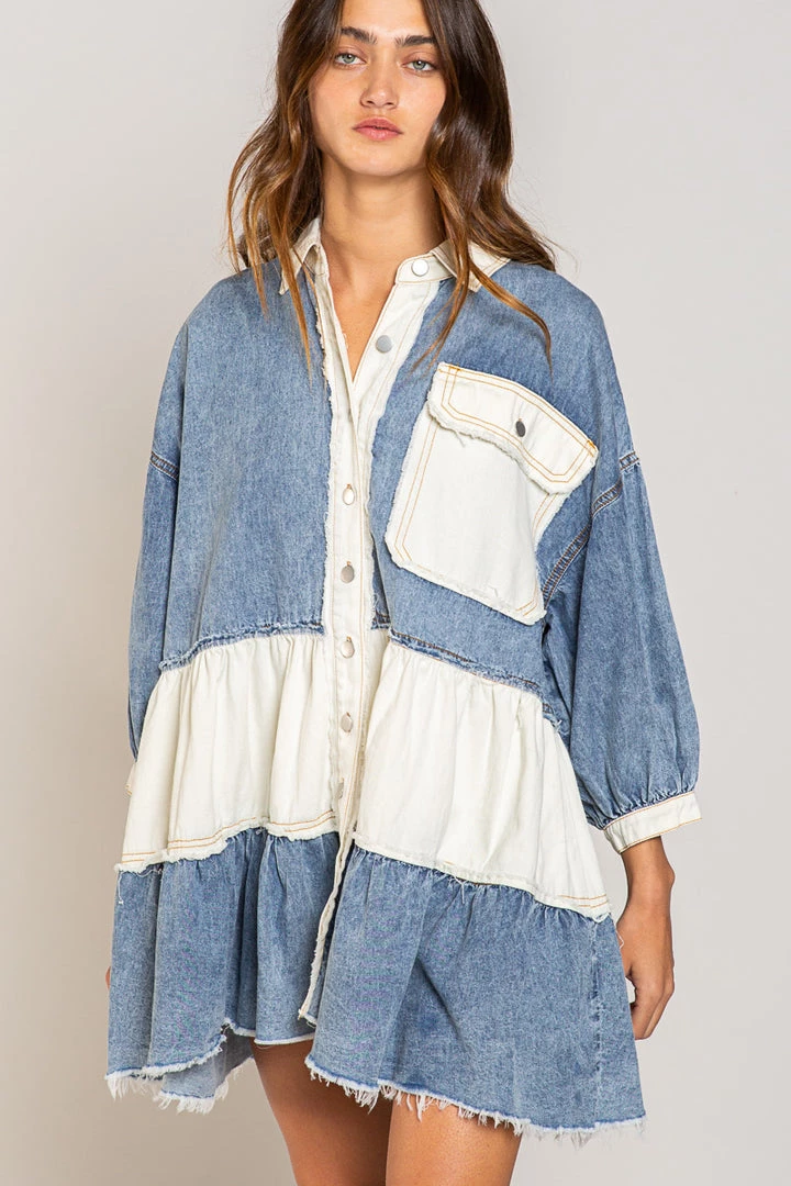 POL DENIM SHIRT DRESS DRESSES 1 POL DENIM SHIRT DRESS DRESSES