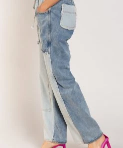 POL PATCHED DENIM PANTS