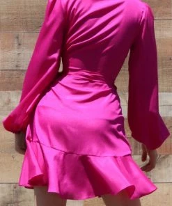 DRESS DAY RUFFLED WOVEN WRAP MINI DRESS DRESSES