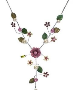 SUZIE Q WIRE PEARL RHINESTONE NECKLACE AND EARRINGS SET