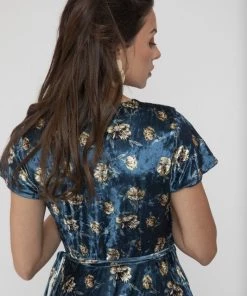 ONE AND ONLY COLLECTIVE DRESSES BLUE VELVET MINI DRESS