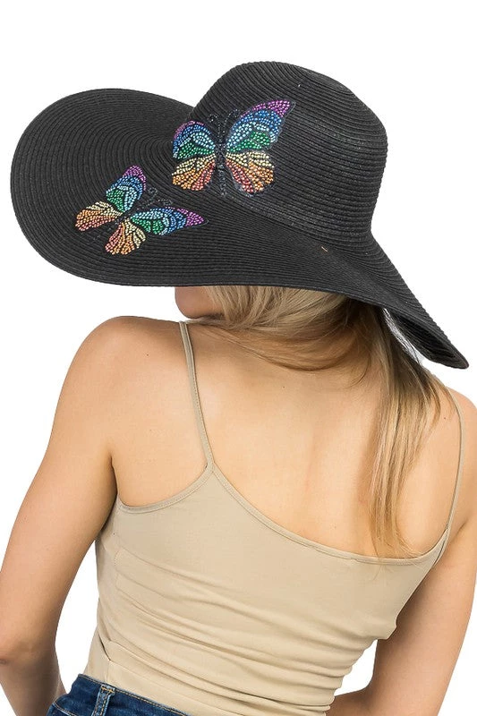 CAPZONE HATS, HEADWEAR & HAIR ACCESSORIES RAINBOW BUTTERFLY RHINESTONE SUN HAT 1 CAPZONE HATS, HEADWEAR & HAIR ACCESSORIES RAINBOW BUTTERFLY RHINESTONE SUN HAT