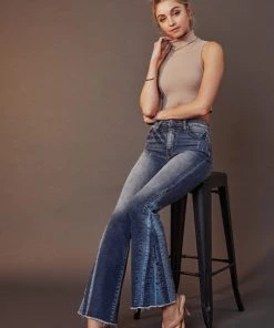 KANCAN PANTS FLARE FOLD DENIM JEAN PANT 9 KANCAN PANTS FLARE FOLD DENIM JEAN PANT