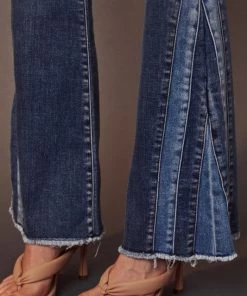 KANCAN PANTS FLARE FOLD DENIM JEAN PANT