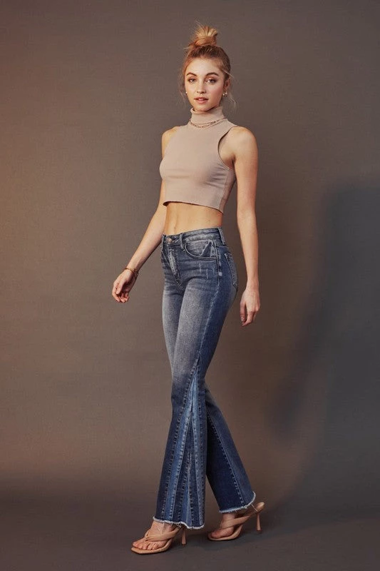 KANCAN PANTS FLARE FOLD DENIM JEAN PANT 6 KANCAN PANTS FLARE FOLD DENIM JEAN PANT