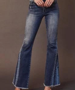 KANCAN PANTS FLARE FOLD DENIM JEAN PANT