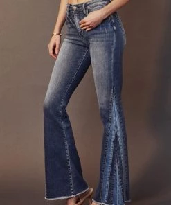 KANCAN PANTS FLARE FOLD DENIM JEAN PANT 8 KANCAN PANTS FLARE FOLD DENIM JEAN PANT