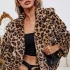 ESLEY OUTERWEAR FURRY ZEBRA CROPPED JACKET