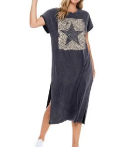 ZUTTER LEOPARD STAR GRAPHIC T-SHIRT DRESS DRESSES