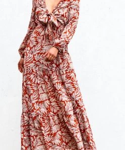 DRESS DAY RUSTIC FLORAL TIE-FRONT DETAIL MAXI DRESS