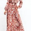 DRESS DAY RUSTIC FLORAL TIE-FRONT DETAIL MAXI DRESS