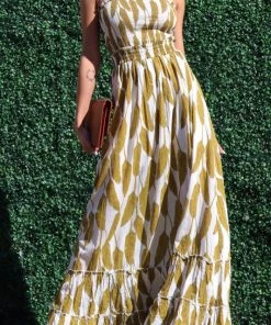 DRESS DAY MAXI DRESS WITH SMOCKED TOP AND RUFFLED HEM DRESSES