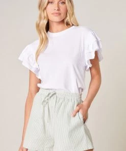 SUGARLIPS CALLIE COTTON 2 RUFFLE SLEEVE TOP