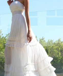 DRESS DAY MAXI DRESS WITH SMOCKED TOP AND LACE DETAIL DRESSES