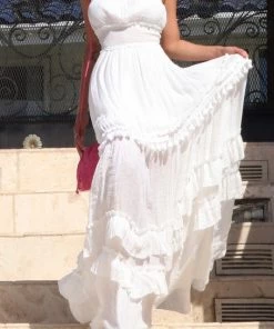 DRESS DAY MAXI DRESS WITH SMOCKED TOP AND LACE DETAIL DRESSES