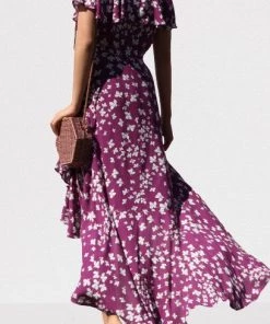 DRESS DAY RUFFLED WOVEN WRAP MAXI DRESS