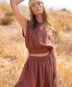 ELAN SKIRTS CLAY TIERED MAXI SKIRT