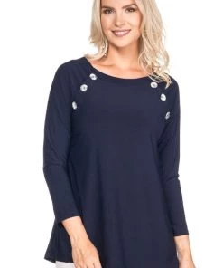 LAST TANGO MISS BUTTON 3/4 SLEEVE TOP