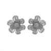 LAVISH SILVER CROCHET FLOWER EARRINGS