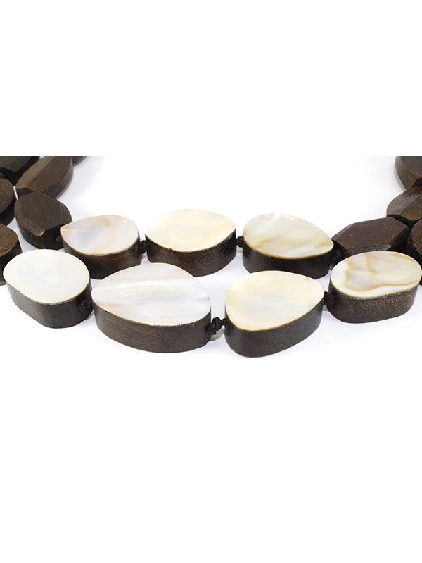 SUZIE Q NECKLACES PEARL AND WOOD NECKLACE 1 SUZIE Q NECKLACES PEARL AND WOOD NECKLACE