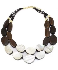 SUZIE Q NECKLACES PEARL AND WOOD NECKLACE 5 SUZIE Q NECKLACES PEARL AND WOOD NECKLACE