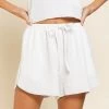 POL WAFFLE COTTON DRAWSTRING FLOWY SHORTS