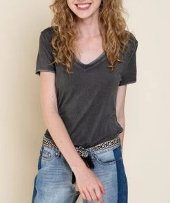 POL RIBBON V-NECK TEE