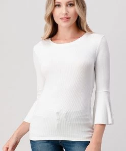HASHTAG TRUMPET SLEEVE RIB TOP
