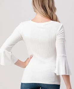 HASHTAG TRUMPET SLEEVE RIB TOP