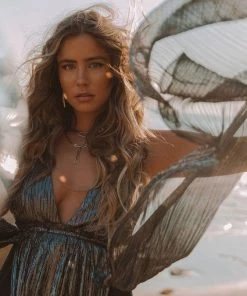 LOVE STITCH DRESSES METALLIC KNOT BACK MAXI DRESS