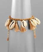 GOLDEN STELLA BRACELETS COWRY SHELL & TASSEL BRACELET