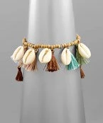 GOLDEN STELLA BRACELETS COWRY SHELL & TASSEL BRACELET
