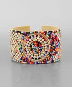 GOLDEN STELLA MULTICOLORED BEAD CUFF BRACELET