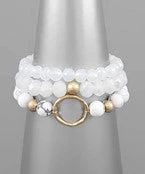 GOLDEN STELLA BRACELETS STONE & GLASS BEAD 3 ROW BRACELET
