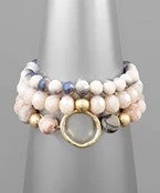GOLDEN STELLA BRACELETS STONE & GLASS BEAD 3 ROW BRACELET