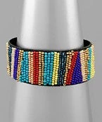 GOLDEN STELLA SEED BEADS OPEN CUFF BRACELET