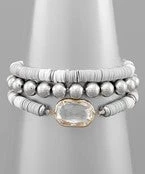 GOLDEN STELLA METAL BALL & HEISHI BEADS BRACELET BRACELETS