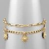 GOLDEN STELLA BRACELETS SUNBURST CHARM 2 LAYER BRACELET