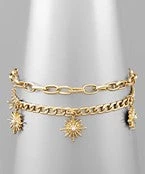 GOLDEN STELLA BRACELETS SUNBURST CHARM 2 LAYER BRACELET