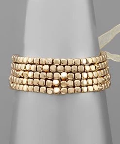 GOLDEN STELLA BRACELETS 5 ROW SQUARE BALL BRACELET