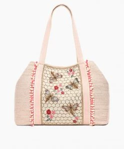 AMERICA & BEYOND HANDBAGS/LUGGAGE HONEY BEE EMBELLISHED TOTE BAG