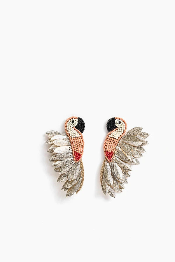 AMERICA & BEYOND PEACHY PARROT EARRINGS 1 AMERICA & BEYOND PEACHY PARROT EARRINGS