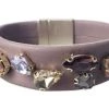 SWEET LOLA DUSTY PINK LEATHERETTE WITH MULTI COLOR CRYSTALS BRACELET